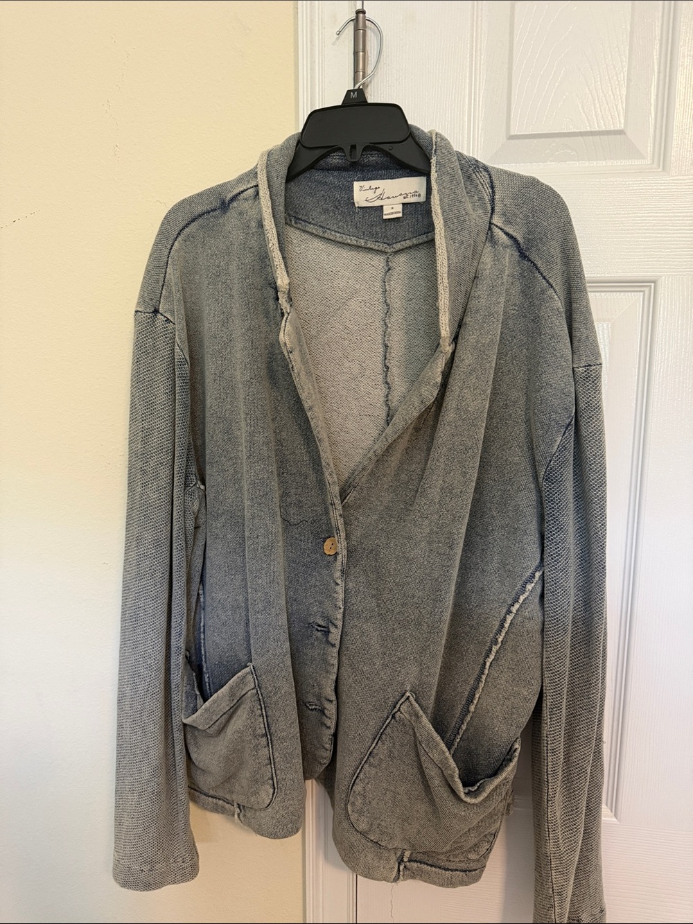 Vintage Havana Washed Gray Hooded Jean Jacket